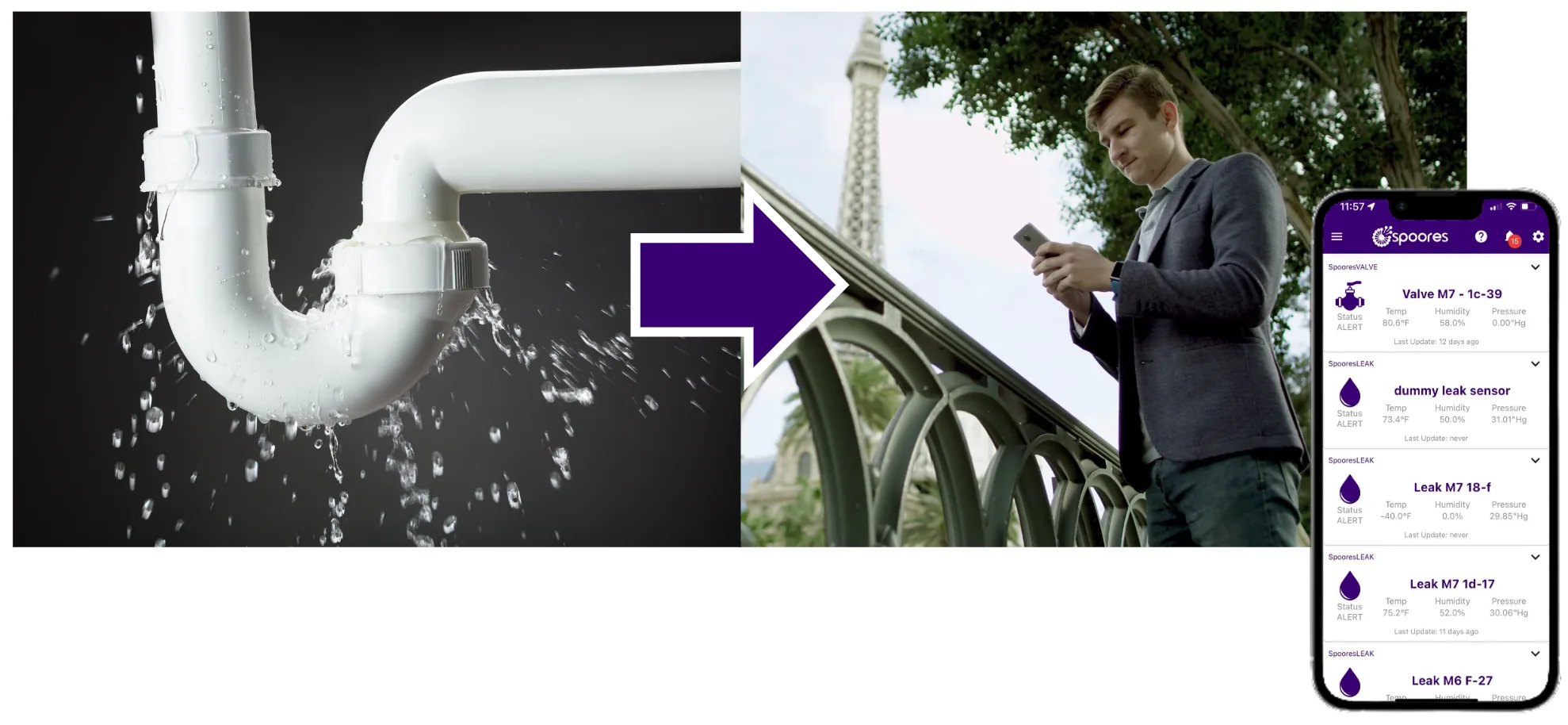 Spoores leak detection notification flow